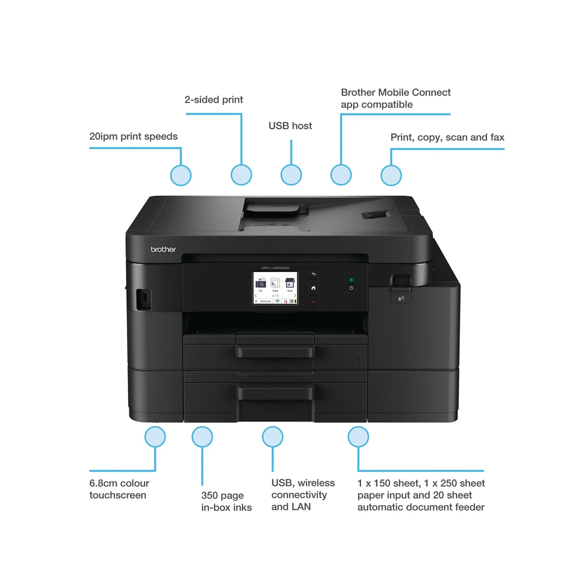 Brother MFC-J4550DW 4-in-1 Wireless Colour Inkjet Printer MFCJ4550DWZU1 - Image 3