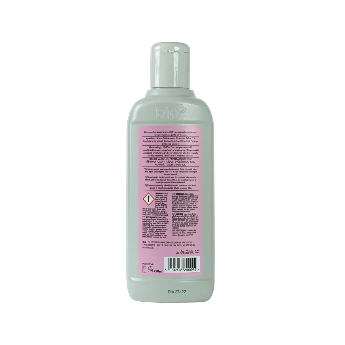 Biod Eco Washing Up Liquid Pink Grapefruit 750m BWUG127a-SINGLE - Image 2