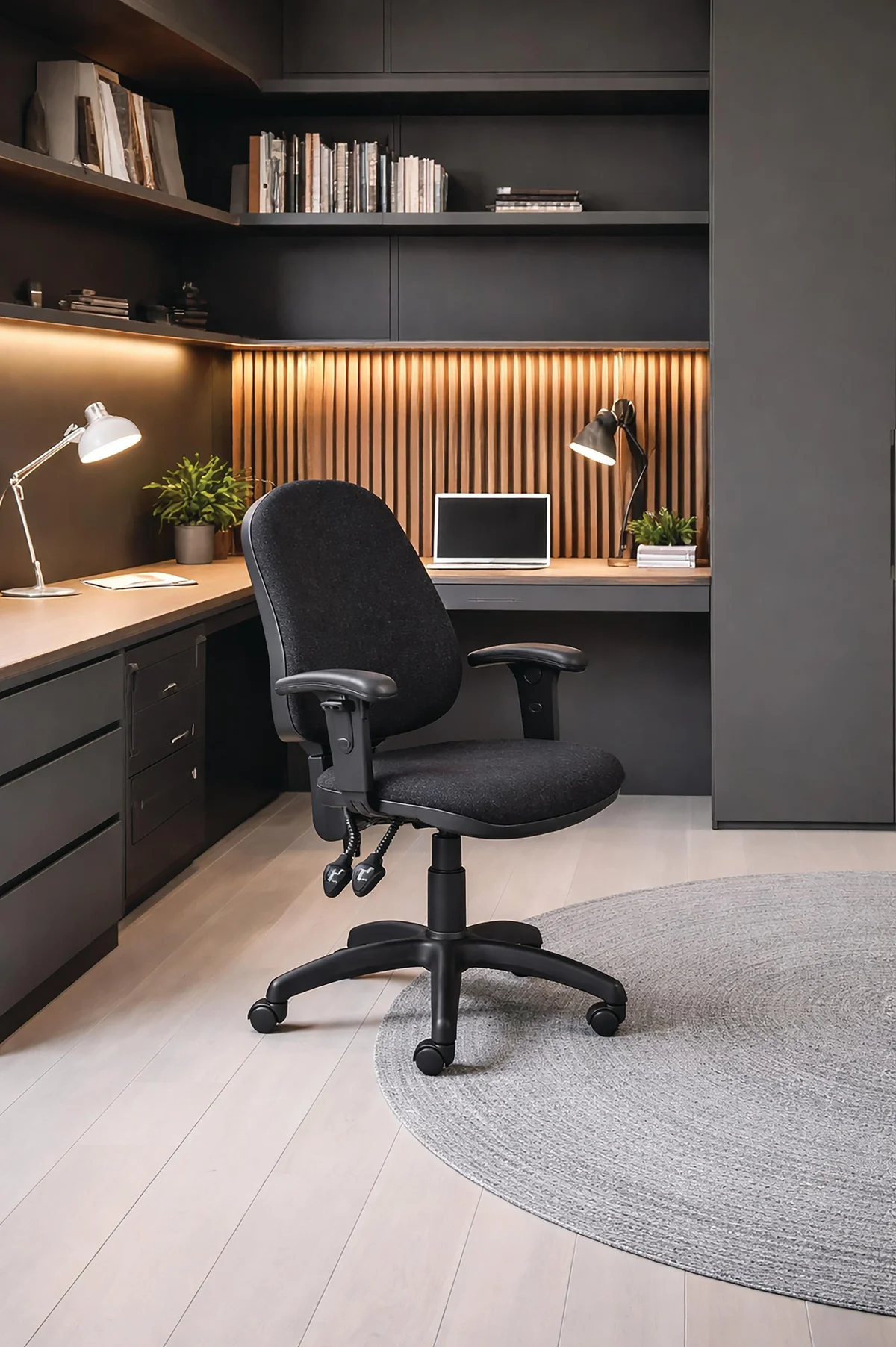 5 Star Lumo High Back Operator Chair with Height Adjustable Arms Black SF1042888 - Image 2