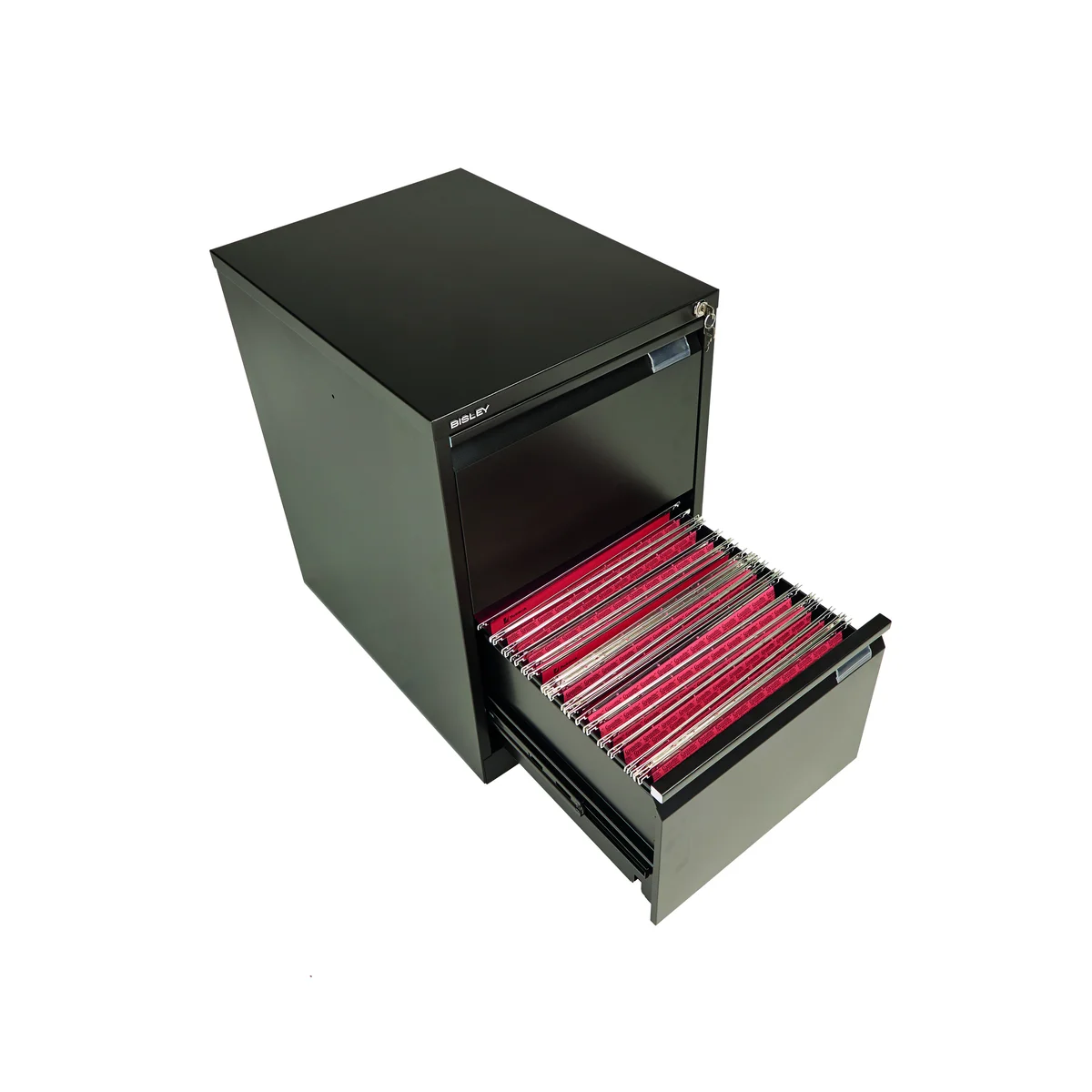 Bisley 2 Drawer Filing Cabinet Lockable 470x622x711mm Black BS2E BLACK - Image 4