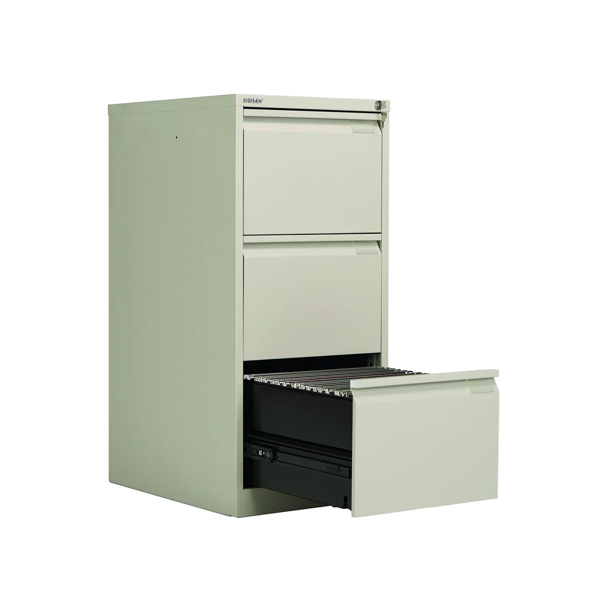 Bisley 3 Drawer Filing Cabinet 470x622x1016mm Goose Grey BS3EGY - Image 4
