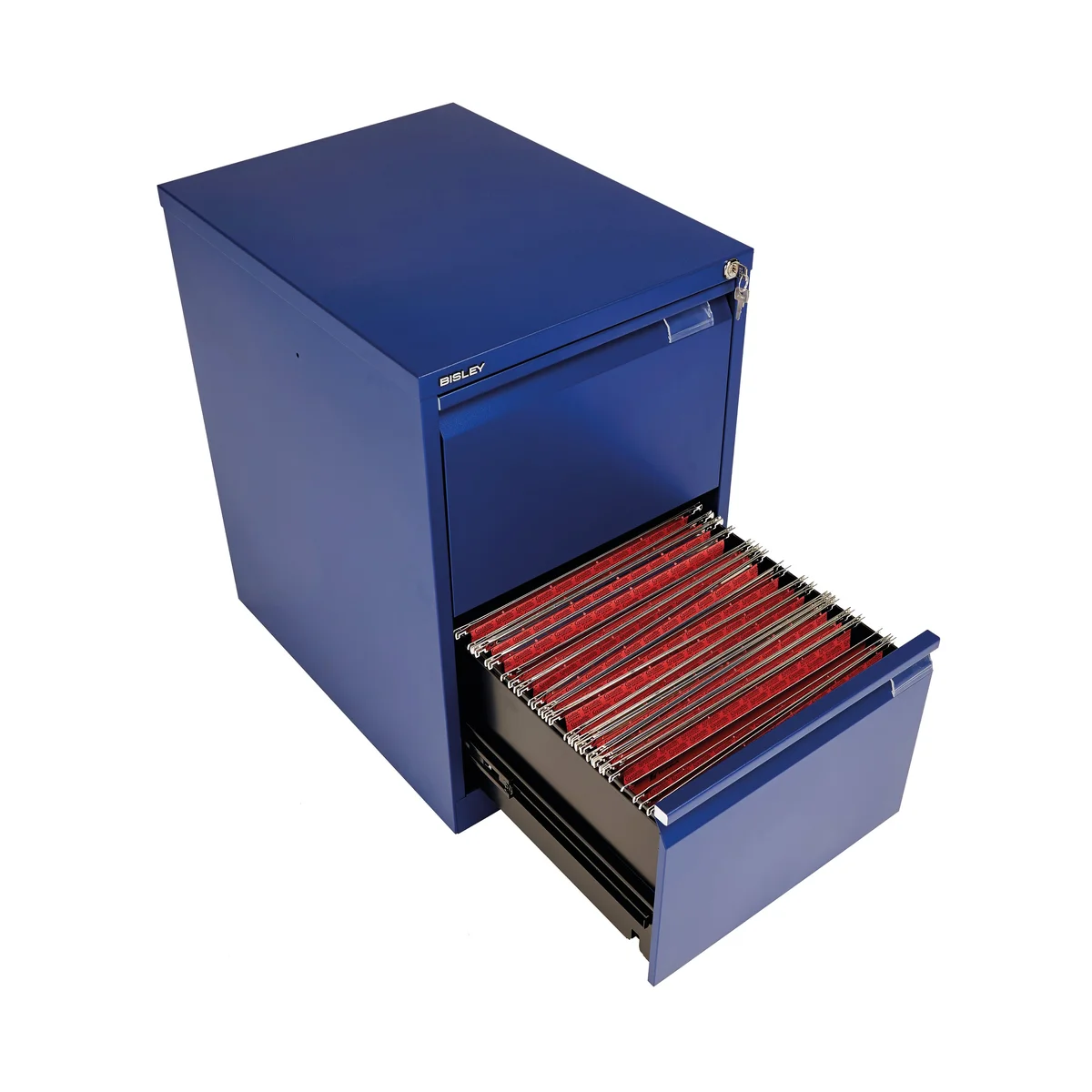 Bisley 2 Drawer Filing Cabinet Lockable 470x622x711mm Blue BS2E/BLUE - Image 3