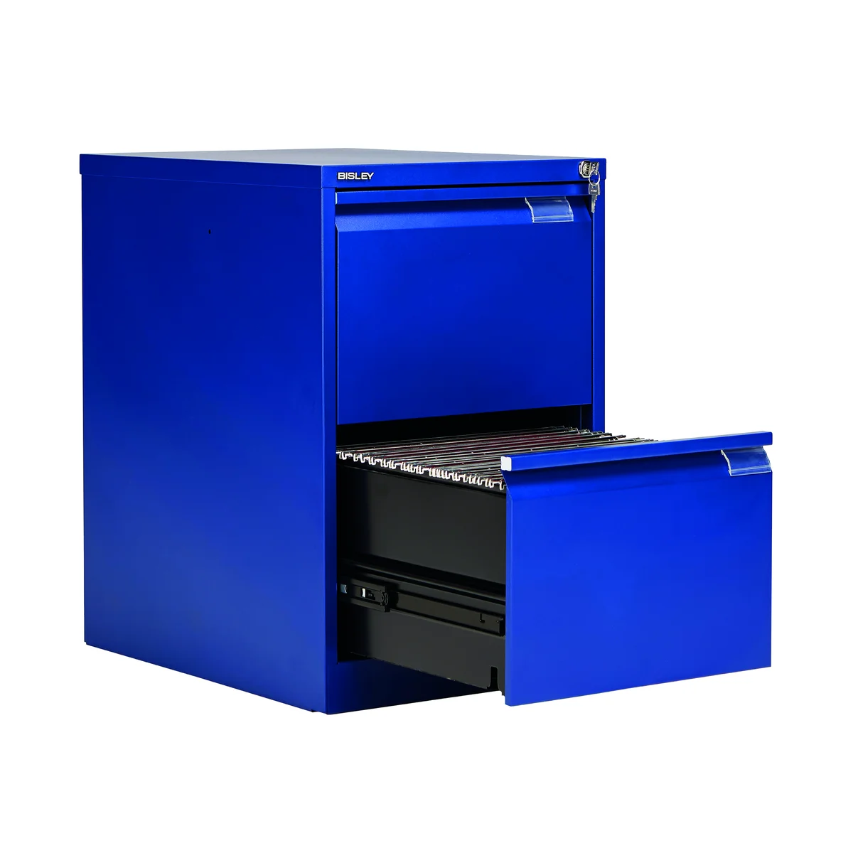 Bisley 2 Drawer Filing Cabinet Lockable 470x622x711mm Blue BS2E/BLUE - Image 4
