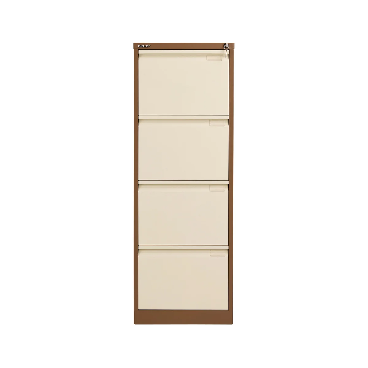 Bisley 4 Drawer Filing Cabinet Lockable 470x622x1321mm Coffee/Cream BS4EC/C - Image 2
