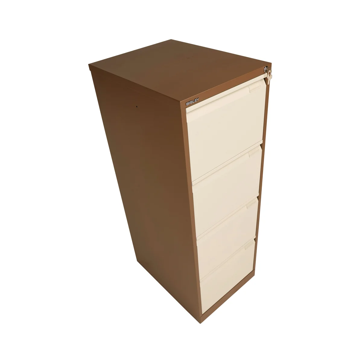 Bisley 4 Drawer Filing Cabinet Lockable 470x622x1321mm Coffee/Cream BS4EC/C - Image 3