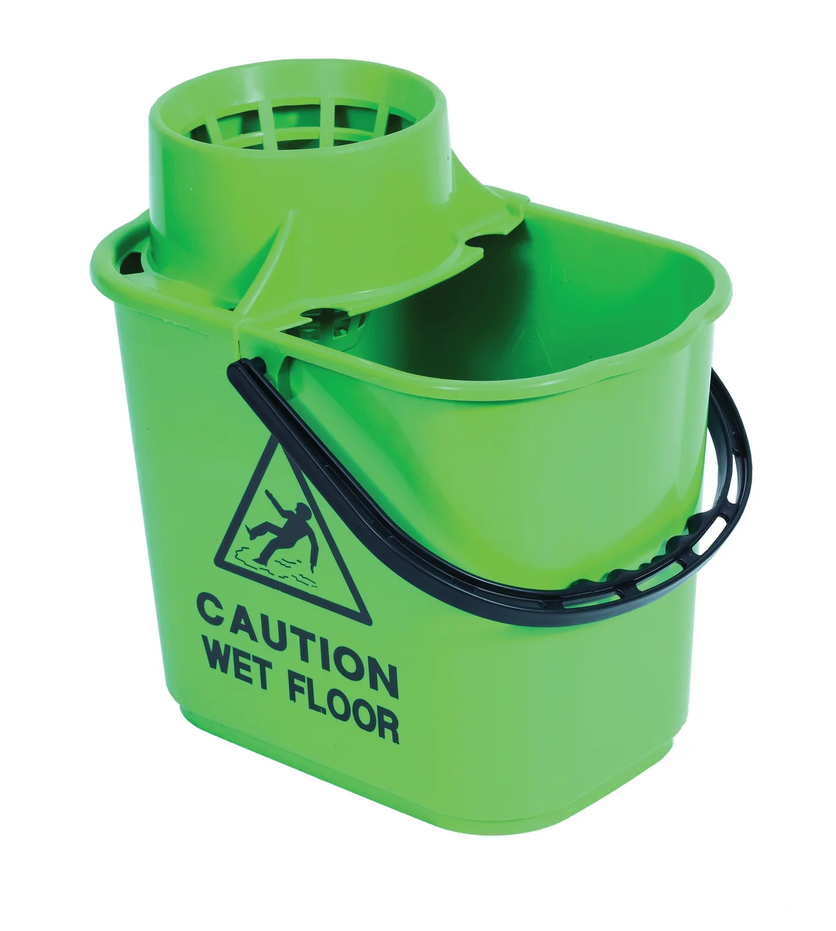 2Work Plastic Mop Bucket with Wringer 15 Litre Green CNT00066 - Image 2