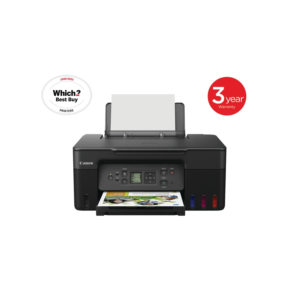 Canon PIXMA G3570 A4 3-in-1 Wireless Colour MegaTank Inkjet Printer Black 5805C008 - Image 2