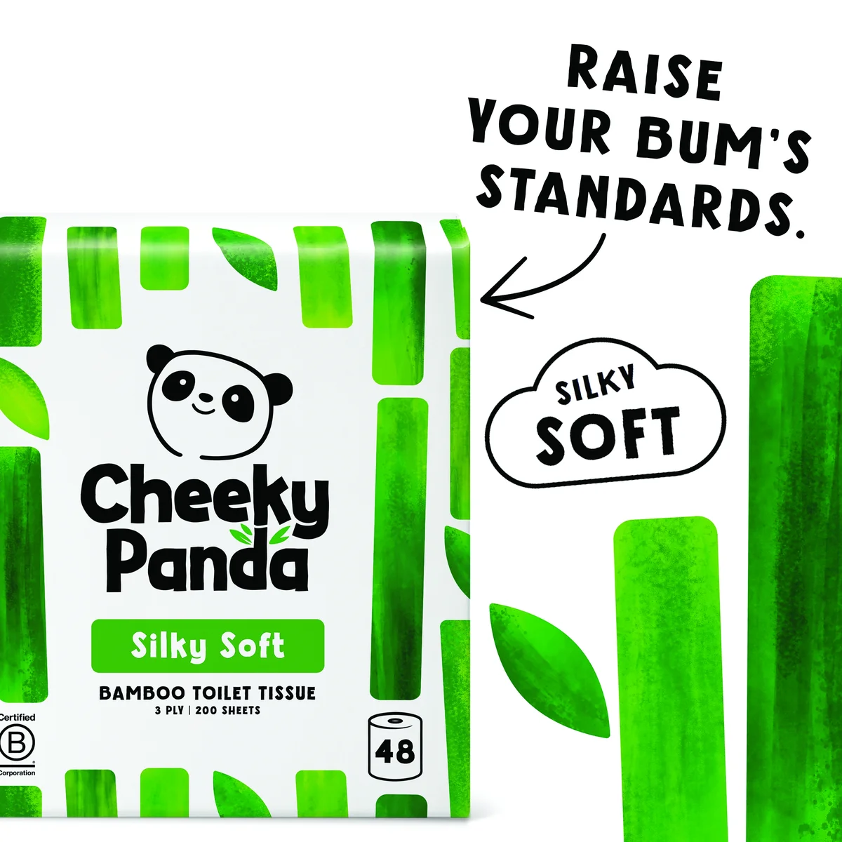 Cheeky Panda 3-Ply Toilet Tissue 200 Sheets Plastic Free (Pack of 48) PFTOILT48 - Image 4
