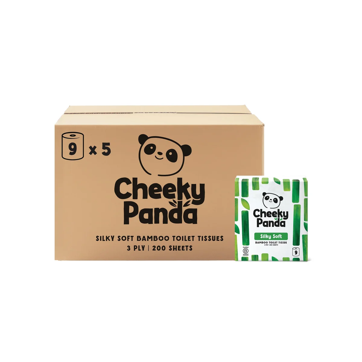 Cheeky Panda 3-Ply Toilet Tissue 9 Rolls per Pack (Pack of 5) PFTOILT9X5 - Image 2