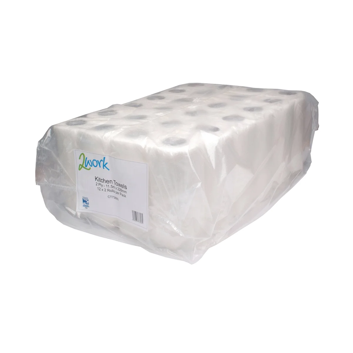 2Work Kitchen Roll White 12x2 (Pack of 24) CT73665 - Image 2