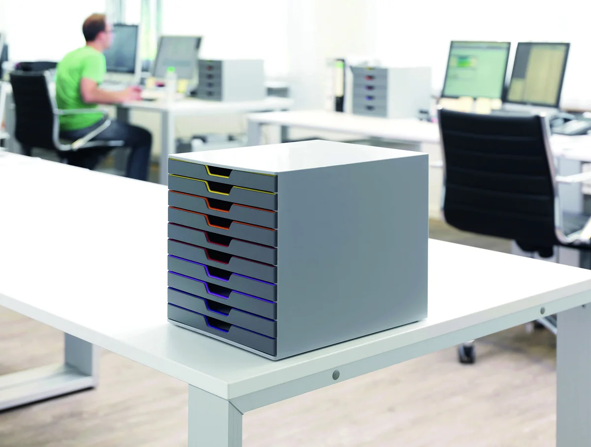 Durable VARICOLOR Desktop Organiser 10 Drawer Colour Coded Modular Storage A4+ 761027 - Image 4
