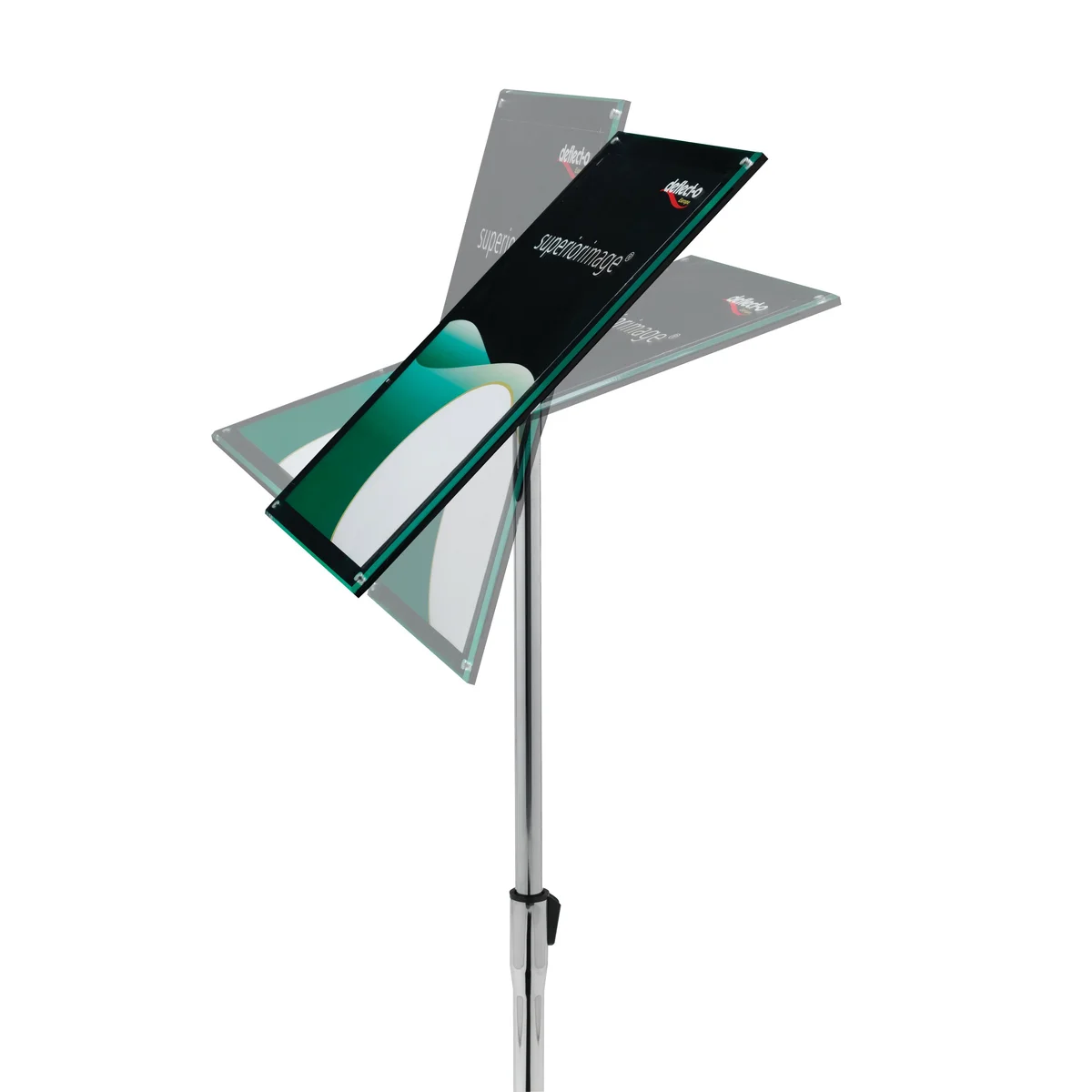 Deflecto Chrome Bevelled Floor Sign Holder A3 DE790645 - Image 2