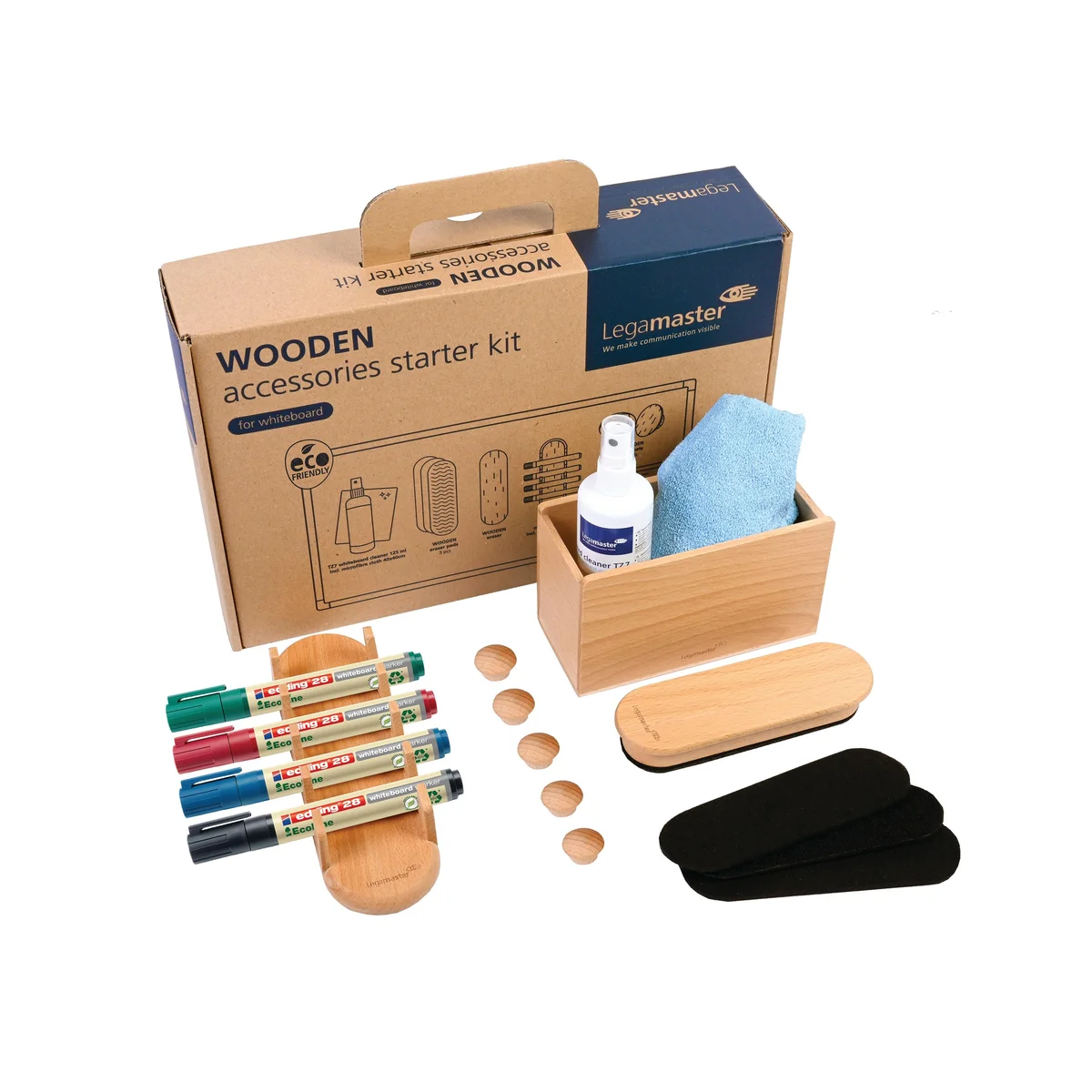 Legamaster Wooden Whiteboard Accessory Set 17-Piece 7-125600 - Image 1