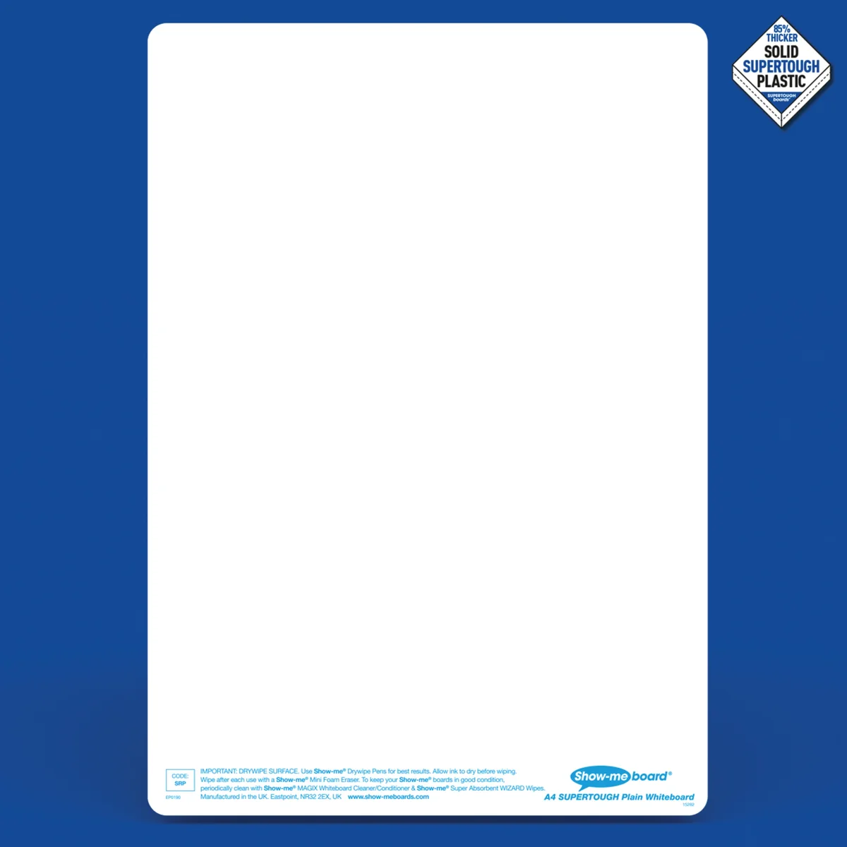 Show-me SUPERTOUGH A4 Whiteboards Plain/Plain Bulk Box (100 boards pens/erasers + FOC Cleaner) B/SRP - Image 3