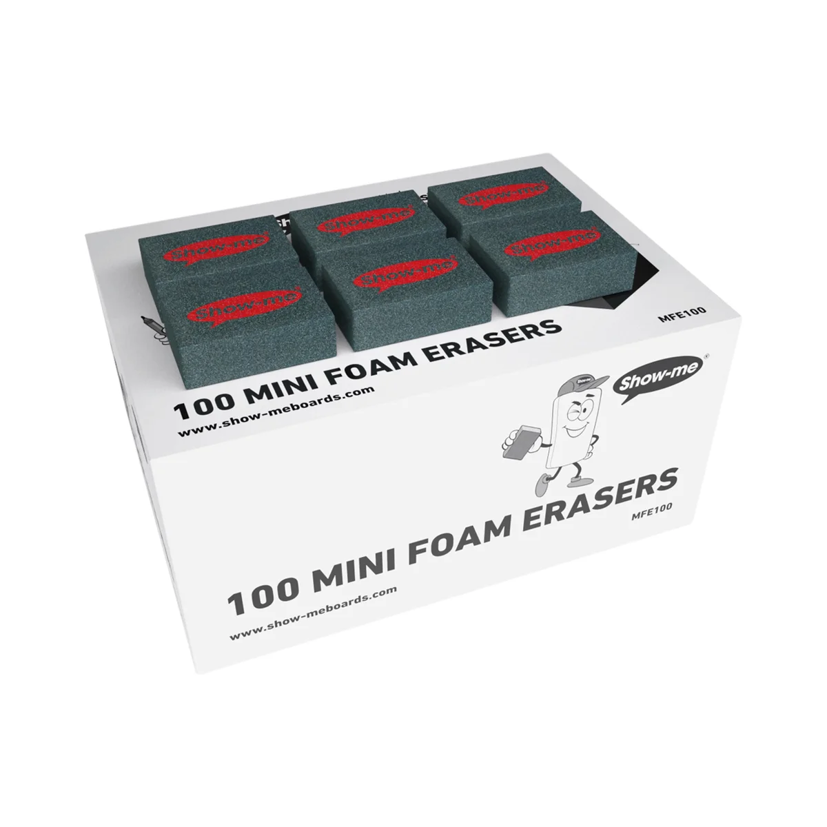 Show-me Mini Foam Whiteboard Eraser (100 Pack) MFE100 - Image 1