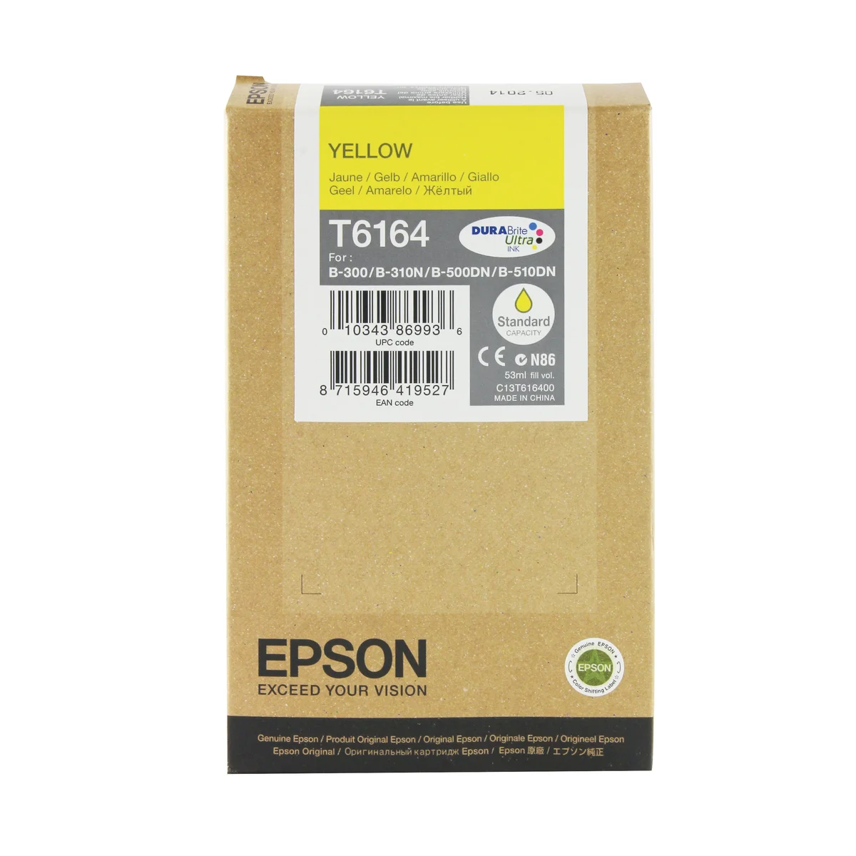 Epson T6164 DURABrite Ultra Ink Cartridge Yellow C13T616400