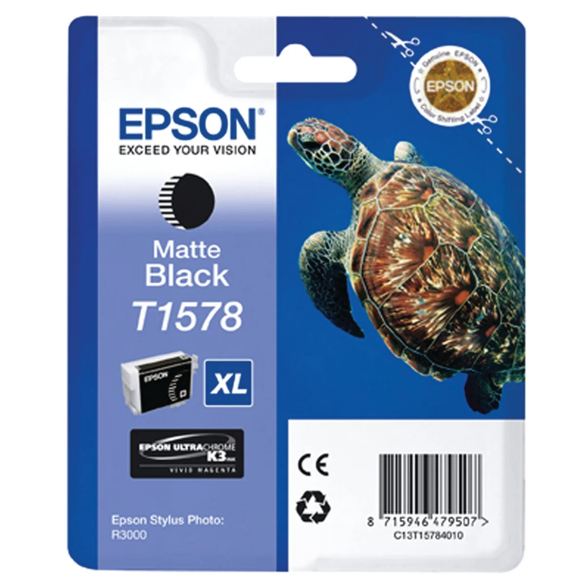 Epson T1578 Turtle UltraChrome Ink Cartridge High Yield Matte Black C13T15784N10