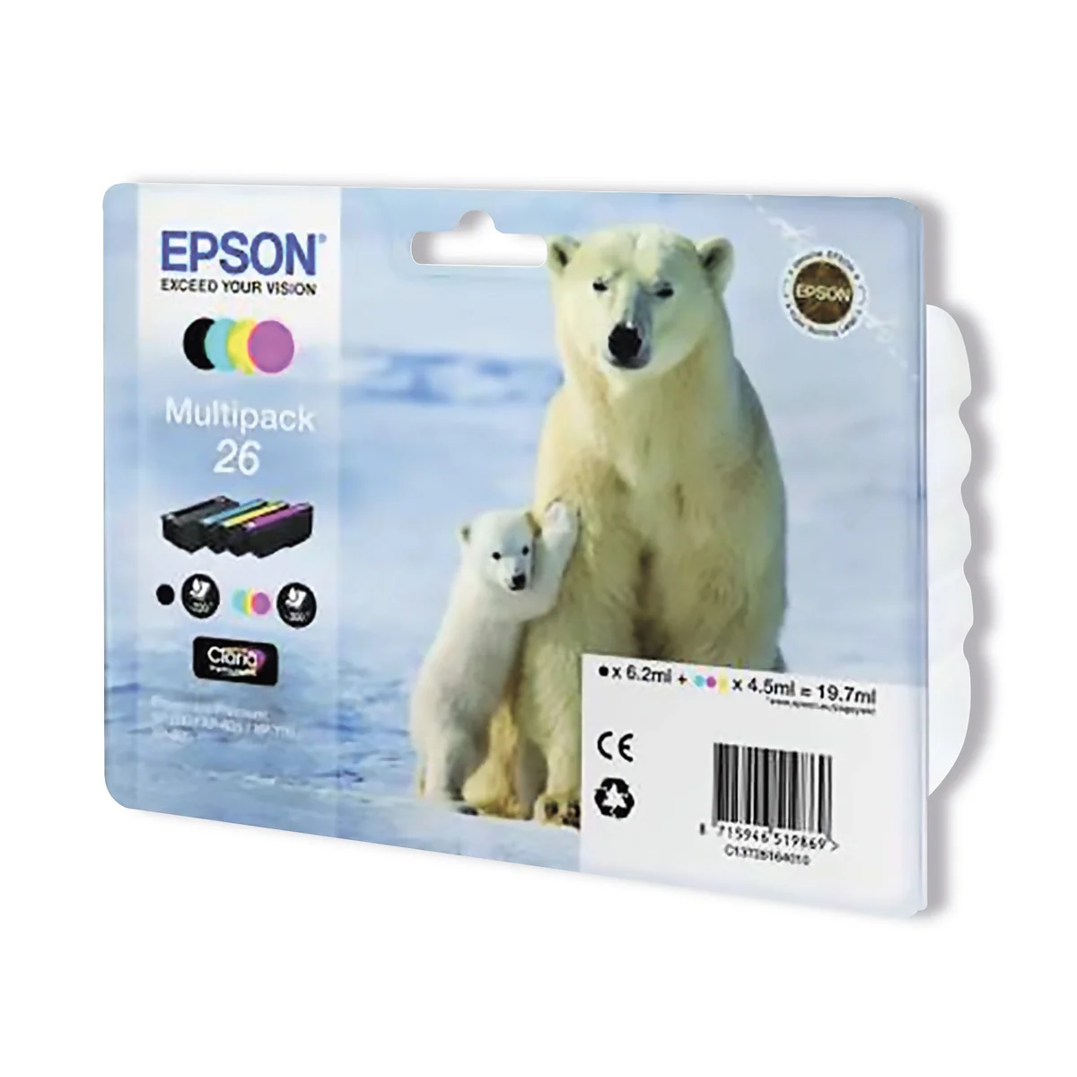 Epson 26 Polar Bear Claria Premium Ink Cartridge CMYK Multipack C13T26164010 - Image 2