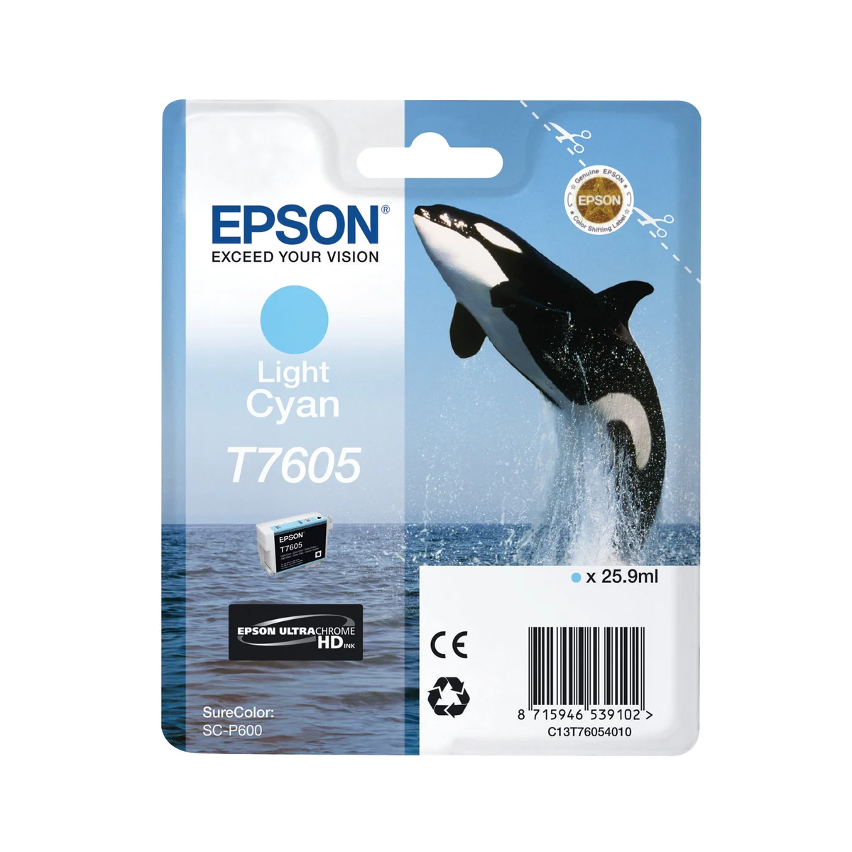 Epson T7605 Killer Whale UltraChrome HD Ink Cartridge Light Cyan C13T76054010 - Image 1