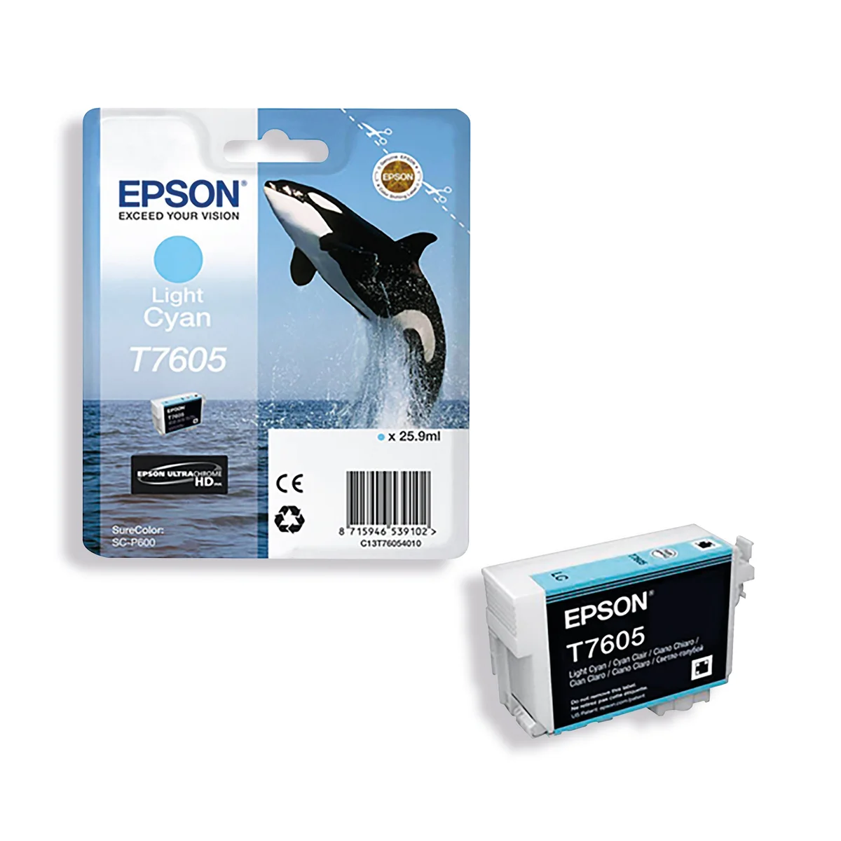 Epson T7605 Killer Whale UltraChrome HD Ink Cartridge Light Cyan C13T76054010 - Image 2