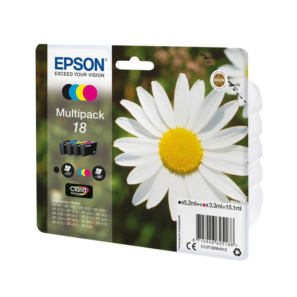 Epson 18 Daisy Claria Home Ink Cartridge CMYK Multipack C13T18064012 - Image 2