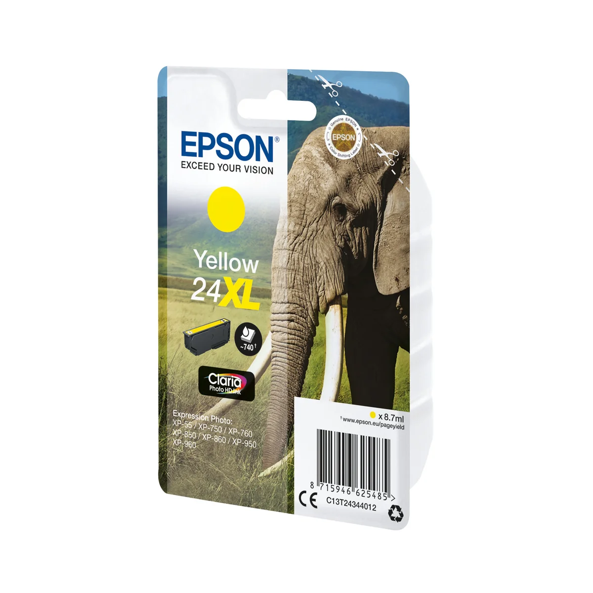 Epson 24XL Elephant Claria Photo HD Ink Cartridge High Yield Yellow C13T24344012 - Image 2