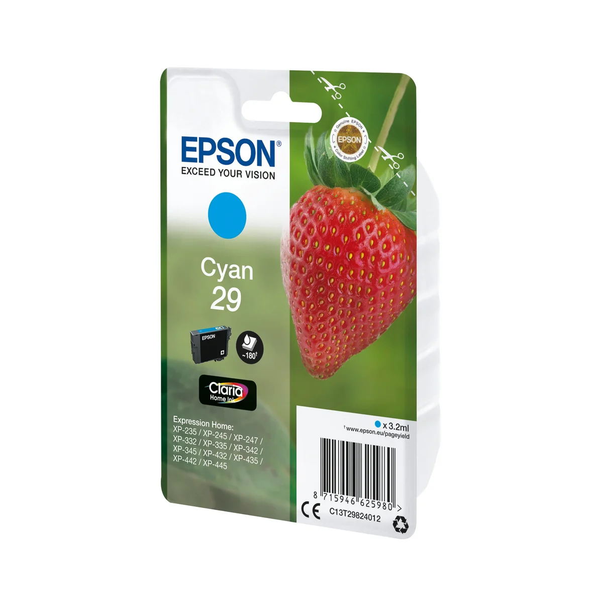 Epson 29 Strawberry Claria Home Ink Cartridge Cyan C13T29824012 - Image 2
