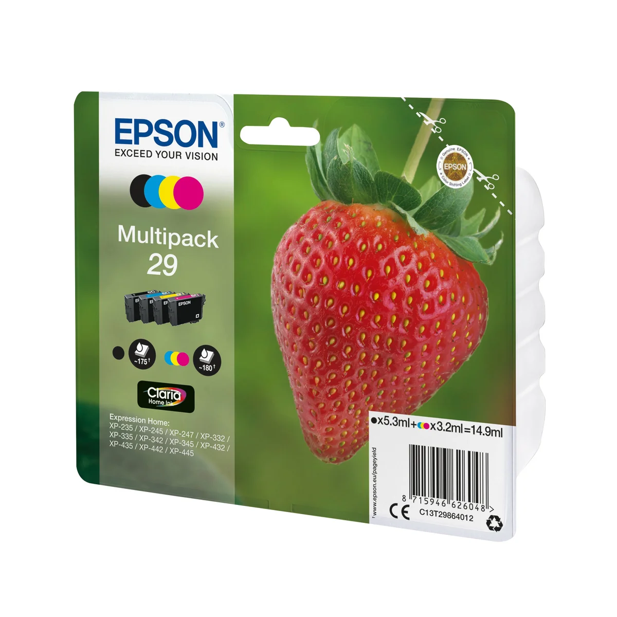 Epson 29 Strawberry Claria Home Ink Cartridge CMYK Multipack C13T29864012 - Image 2