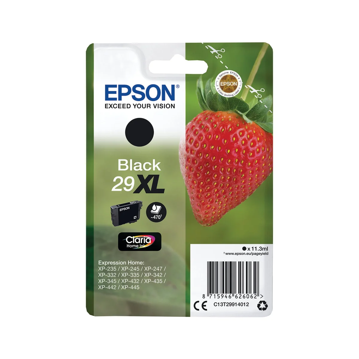 Epson 29XL Strawberry Claria Home Ink Cartridge High Yield Black C13T29914012 - Image 1