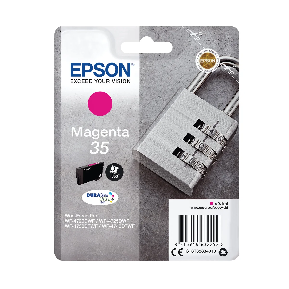Epson 35 Padlock DURABrite Ultra Ink Cartridge Magenta C13T35834010