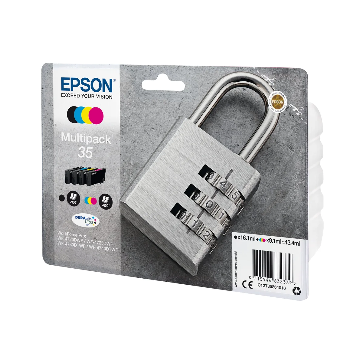 Epson 35 Padlock DURABrite Ultra Ink Cartridge CMYK Multipack C13T35864010 - Image 2