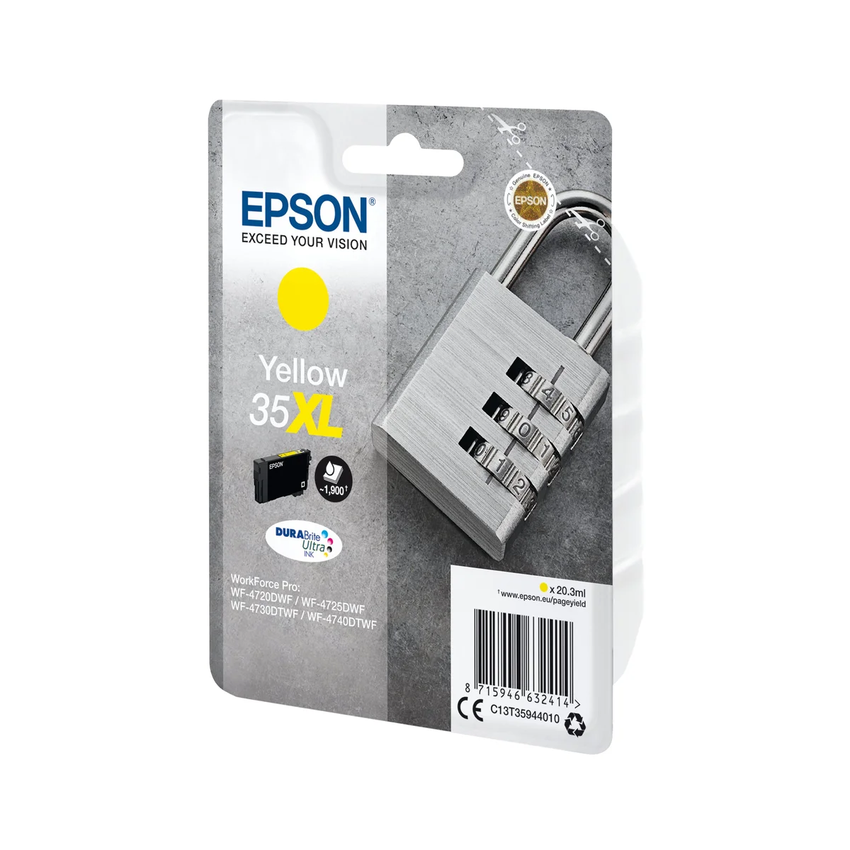 Epson 35XL Padlock DURABrite Ultra Ink Cartridge High Yield Yellow C13T35944010 - Image 2