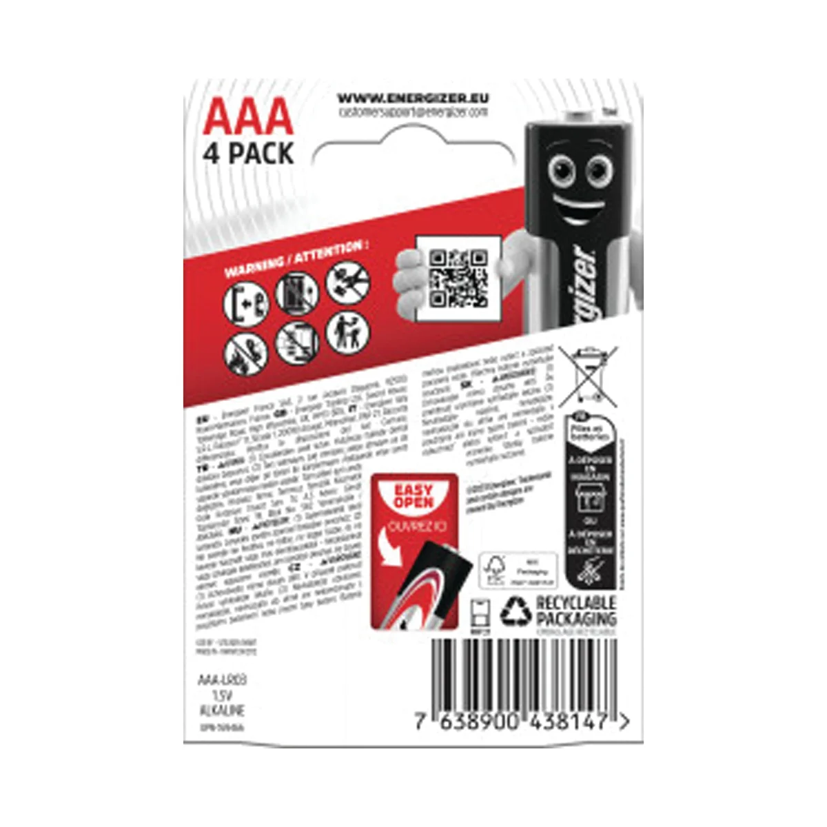 Energizer Max AAA Battery (Pack of 4) E303325600 - Image 3
