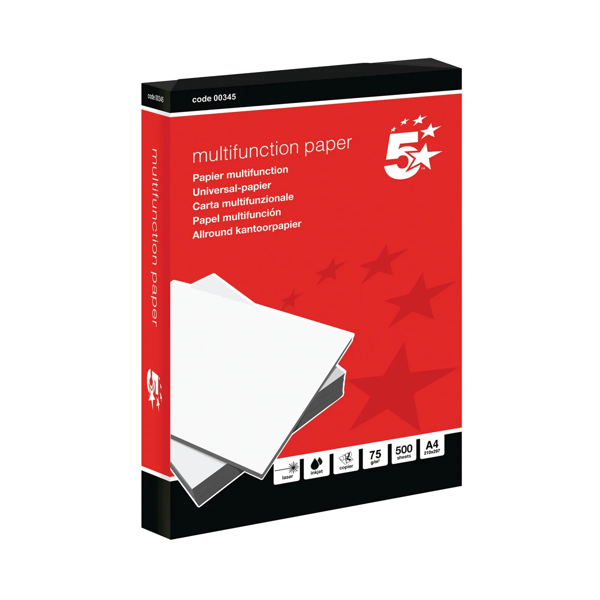 5 Star A4 Copier Paper 75gsm White Ream-Wrapped (Pack of 2500) 345 - Image 2