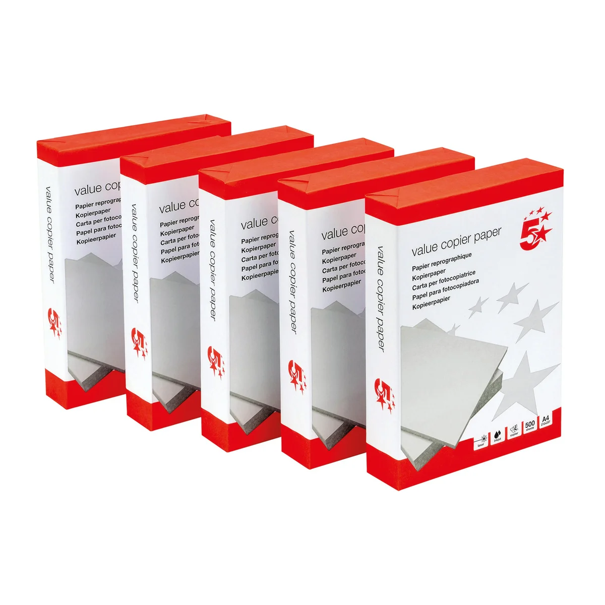 5 Star A4 Copier Paper 80gsm White Ream-Wrapped (Pack of 2500) 397921 - Image 1