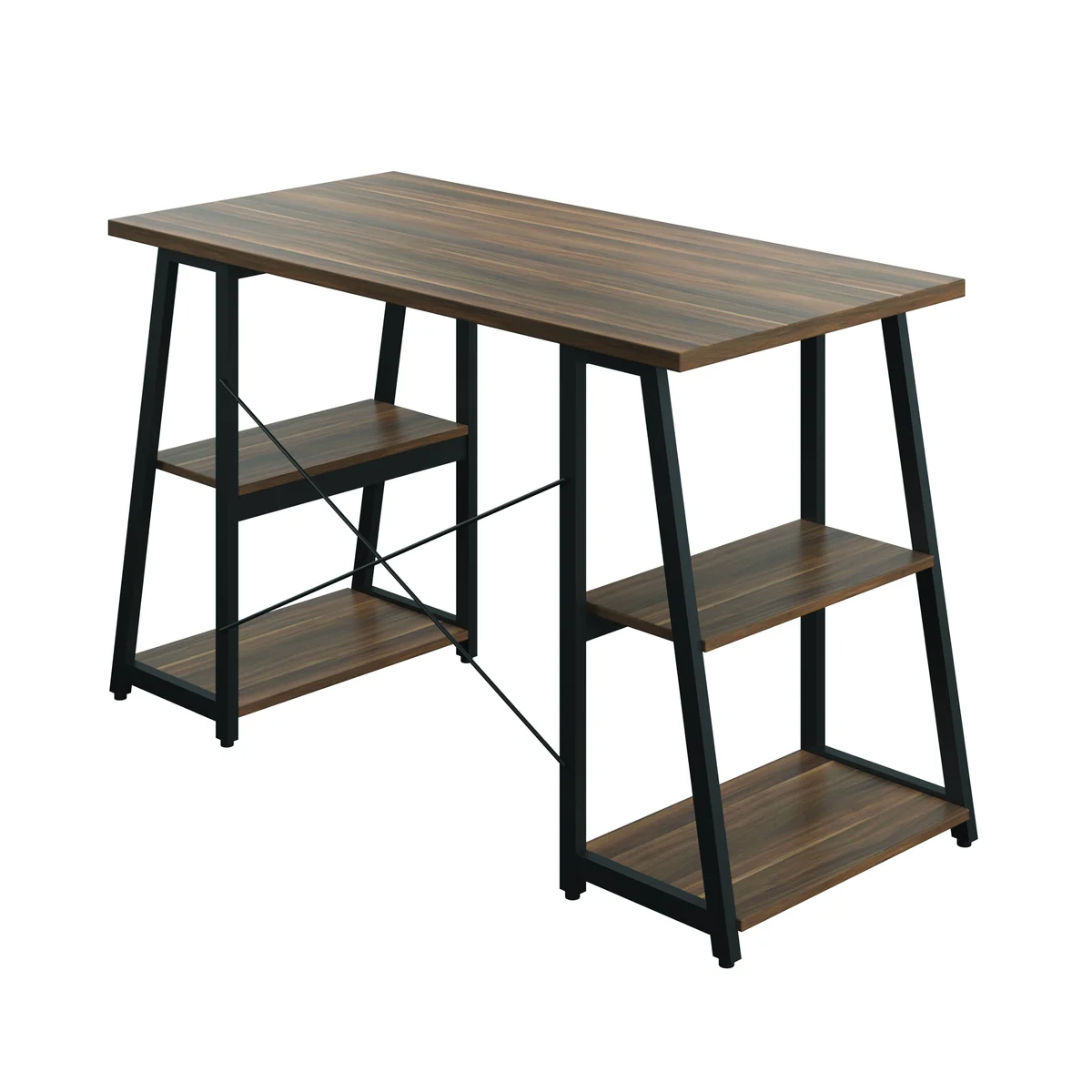 5 Star Strivo A/Frame Desk with Shelves Dark Walnut/Black FS646705 - Image 4