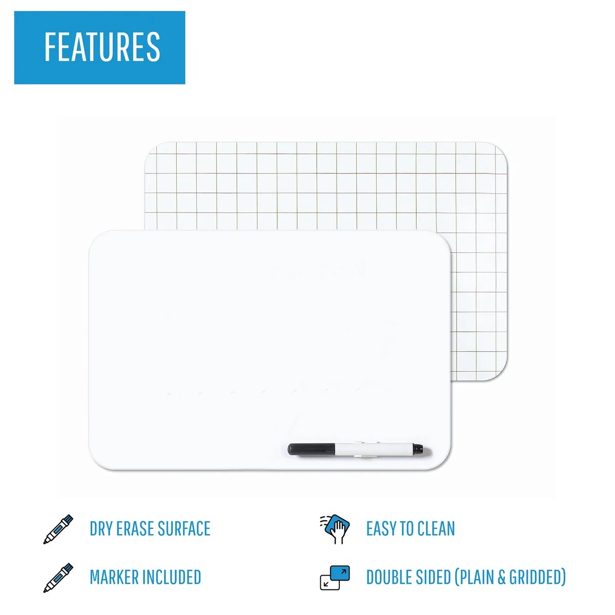 5 Star Frameless Double Sided Non-Magnetic Whiteboard Plain/Gridded A4 (Pack of 12) FS669012 - Image 2