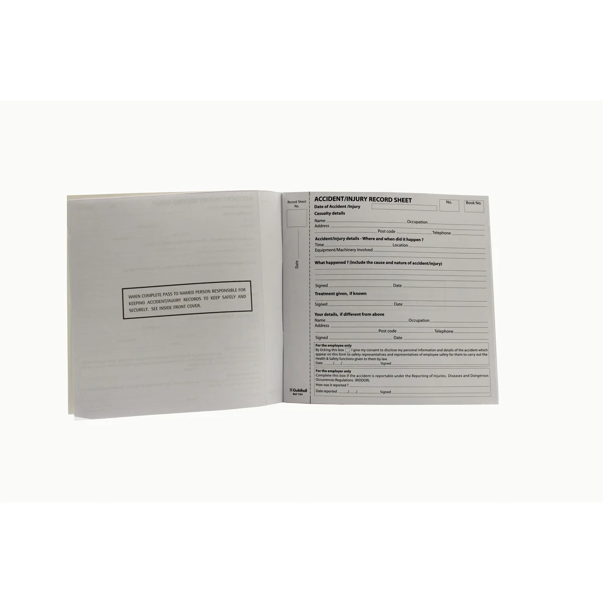 Guildhall Accident and Injury Book Compliant with DPA (Pack of 5) T44 - Image 2