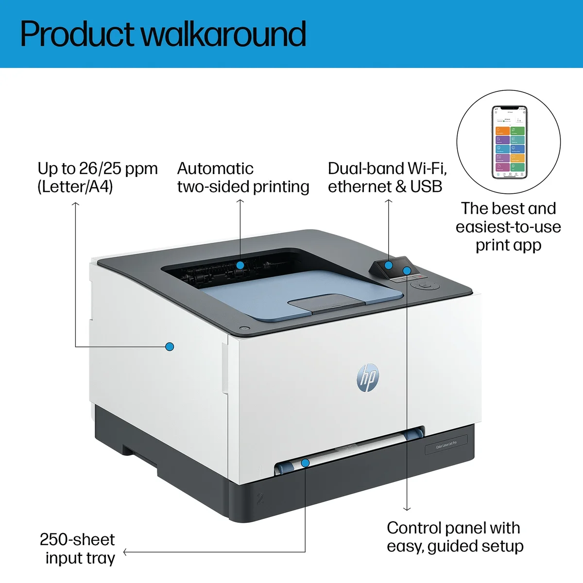 HP Color LaserJet Pro 3202dw A4 Wireless Colour Laser Printer 499R0F#B19 - Image 3