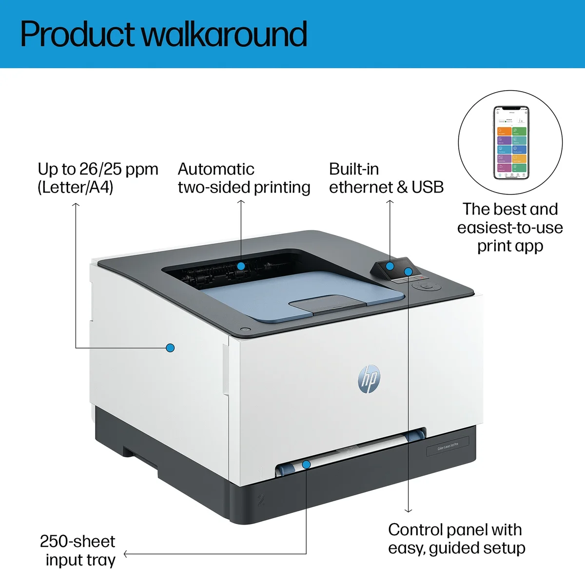 HP Color LaserJet Pro 3202dn A4 Colour Laser Printer 8D7L0A#B19 - Image 3