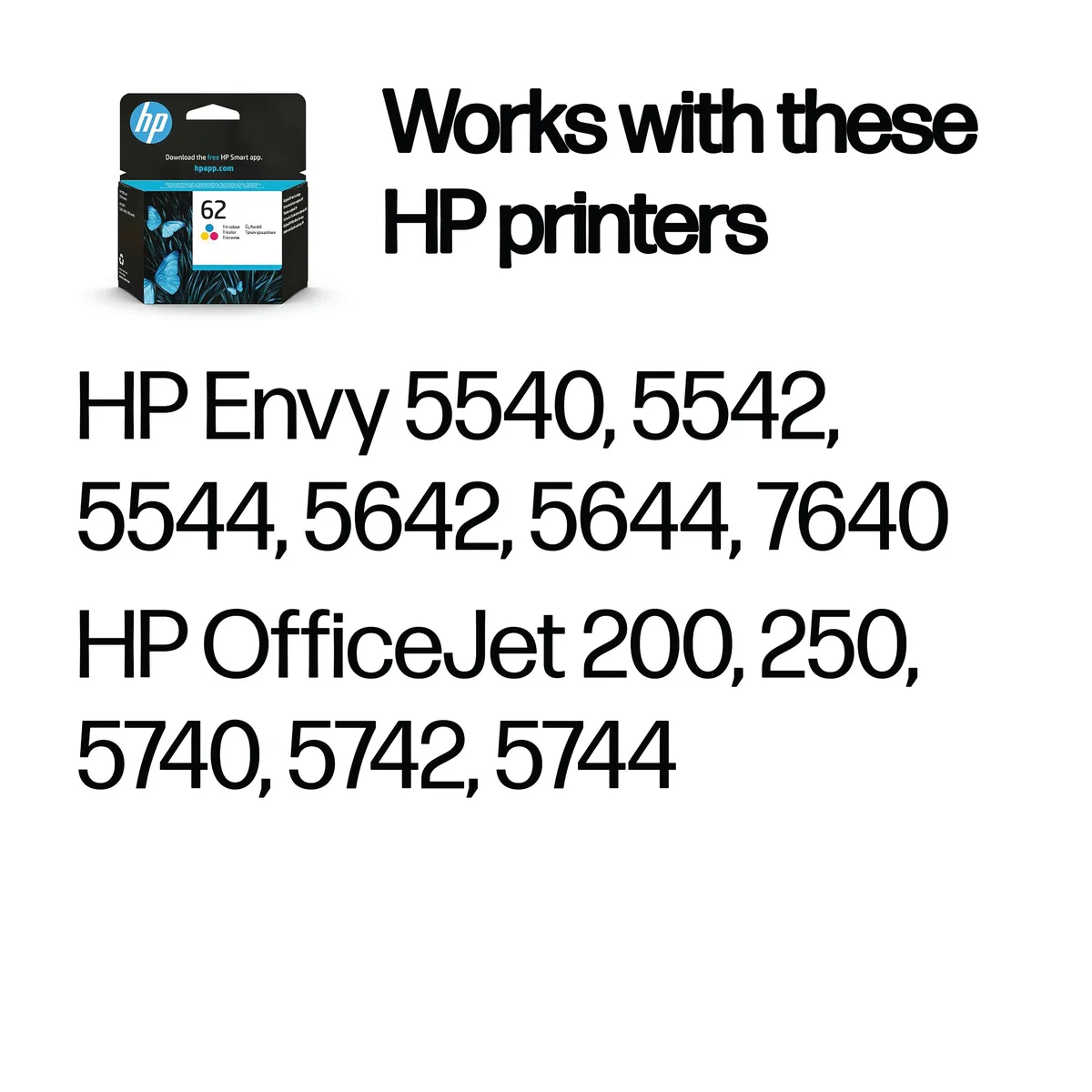 HP 62 Original Ink Cartridge 4.5-ml Tri-color C2P06AE - Image 2