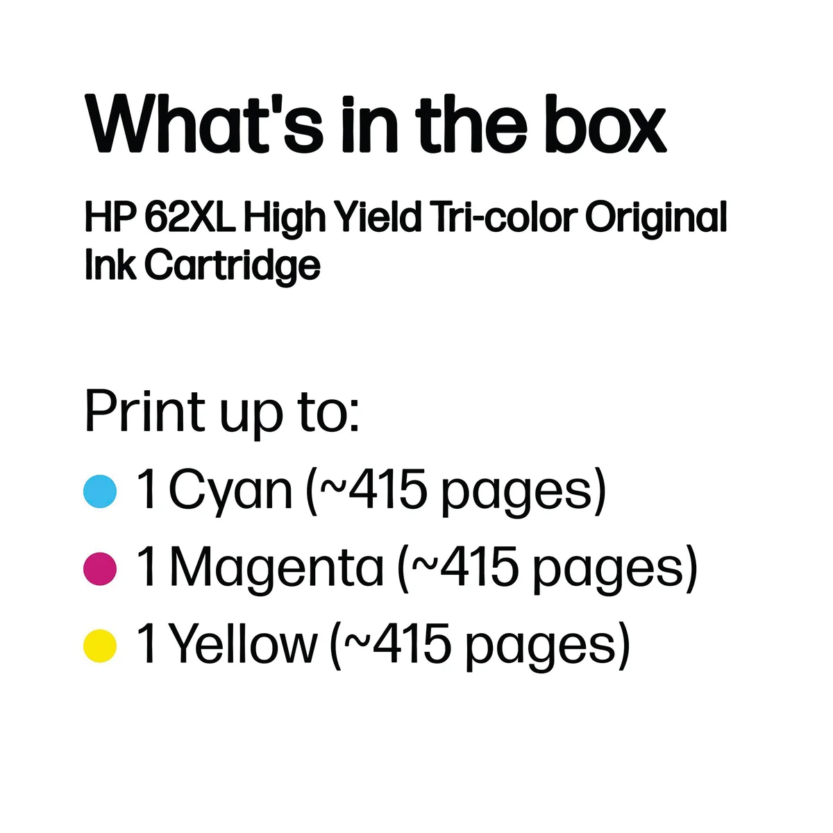 HP 62XL Original Ink Cartridge High Yield Tri-color C2P07AE - Image 3