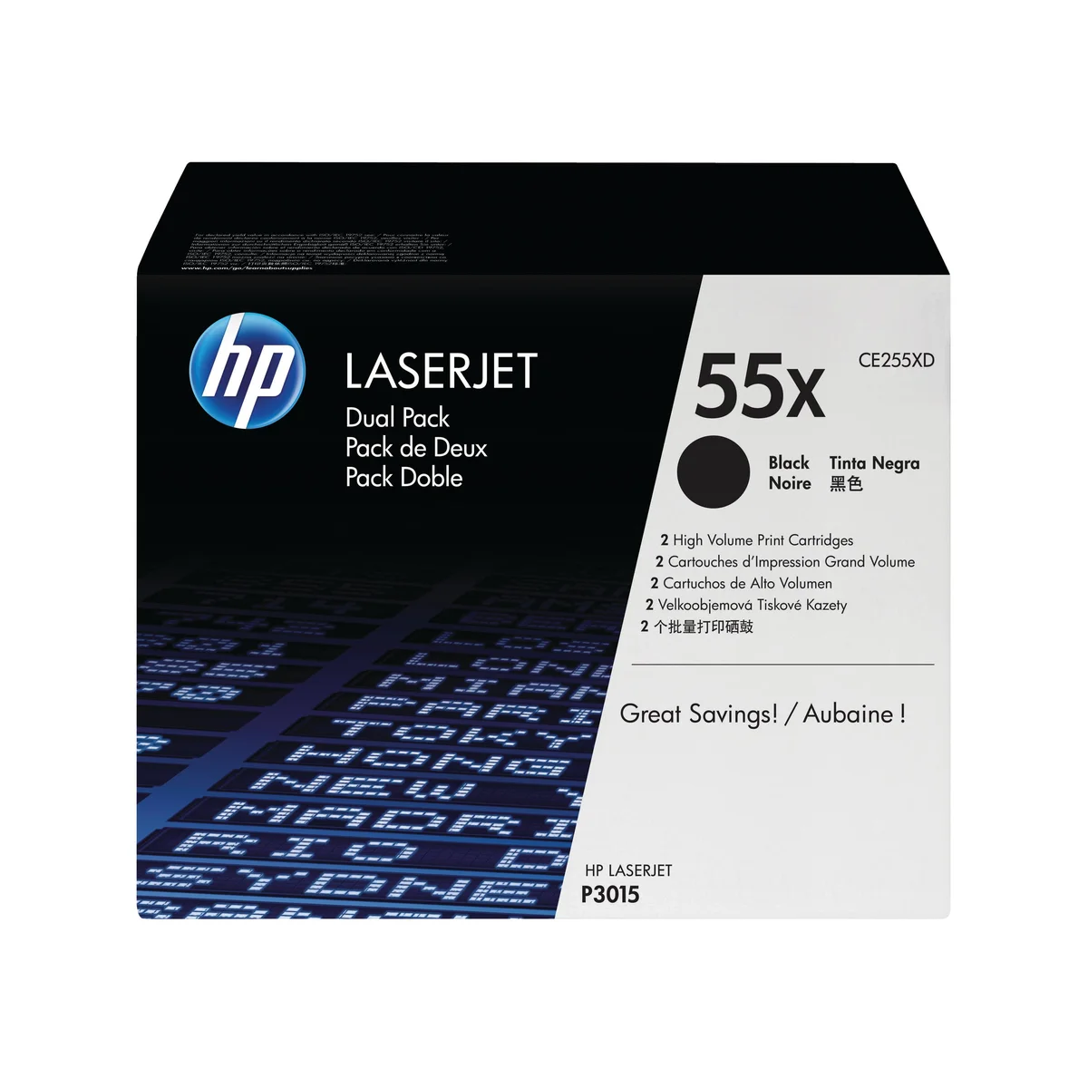 HP 55X Original LaserJet Toner Cartridge High Yield Black 2-pack CE255XD - Image 1