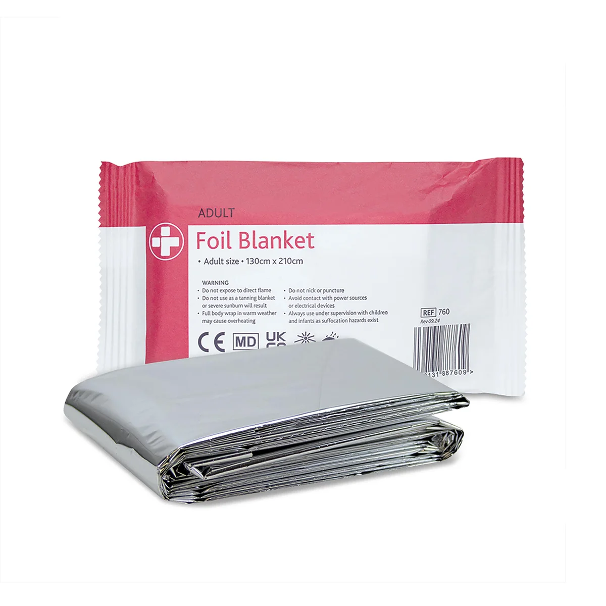 Reliance Medical Foil Blanket 130cm x 210cm (Pack of 10) 760 - Image 2