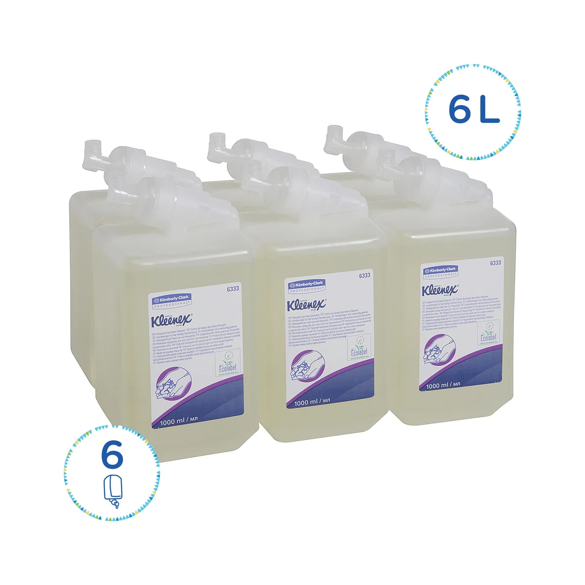 Kleenex Frequent Use Hand Cleanser Refills 1 Litre Fragrance-Free Clear (Pack of 6) 6333 - Image 2