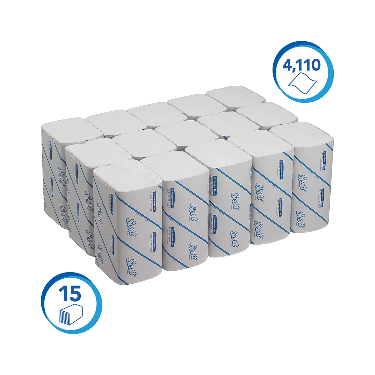 Scott Control Disposable Interfold Hand Towels 1-Ply x304 Towels White (Pack of 15) 6689 - Image 2