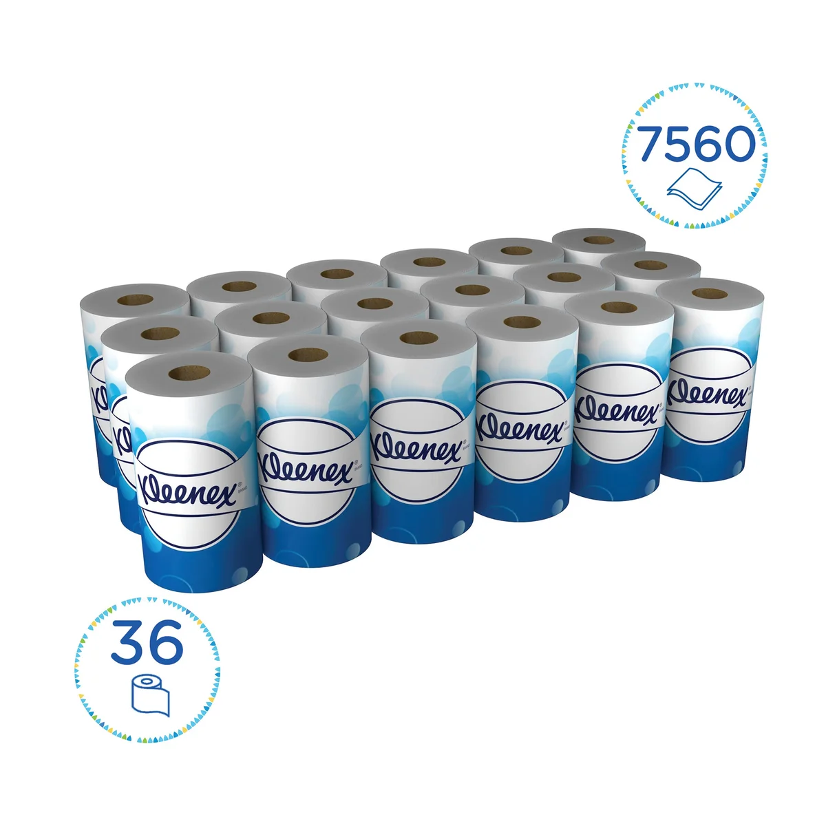 Kleenex Standard Paper Toilet Roll 2-Ply x210 Sheets 2 Rolls x18 White (Pack of 36) 8477 - Image 2