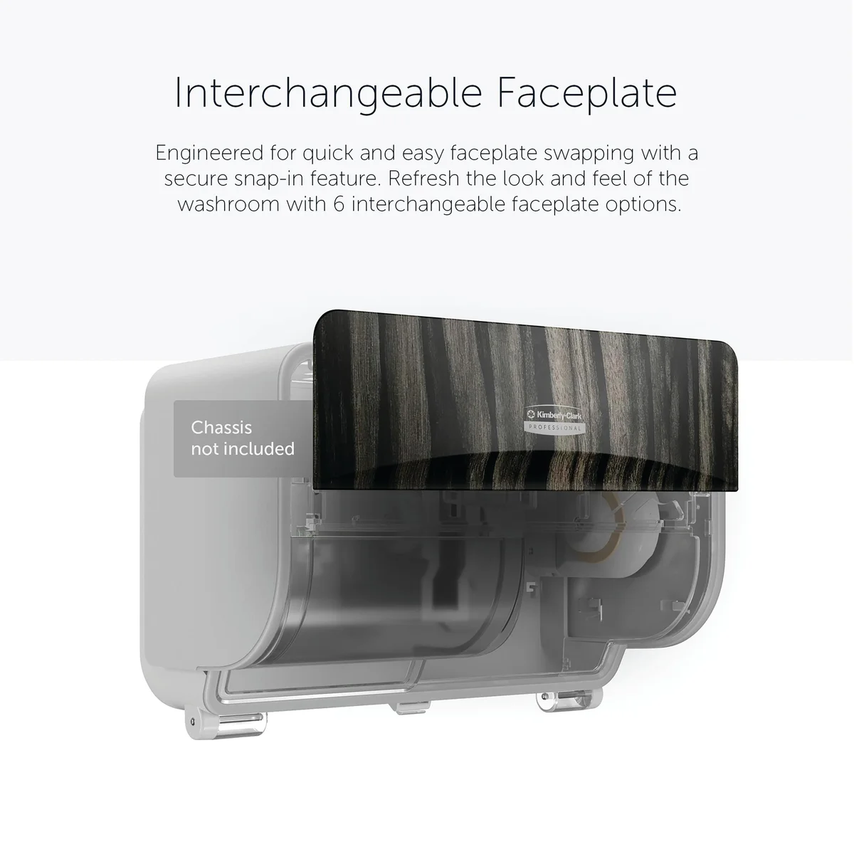 Kimberly Clark ICON Faceplate for Standard 2 Roll Toilet Paper Dispenser Ebony Woodgrain 58832 - Image 3