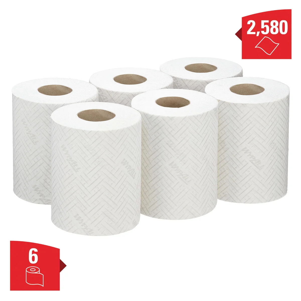 Wypall L10 Light Duty Food and Hygiene Centrefeed Paper Roll 1-Ply x430 White (Pack of 6) 6222 - Image 2