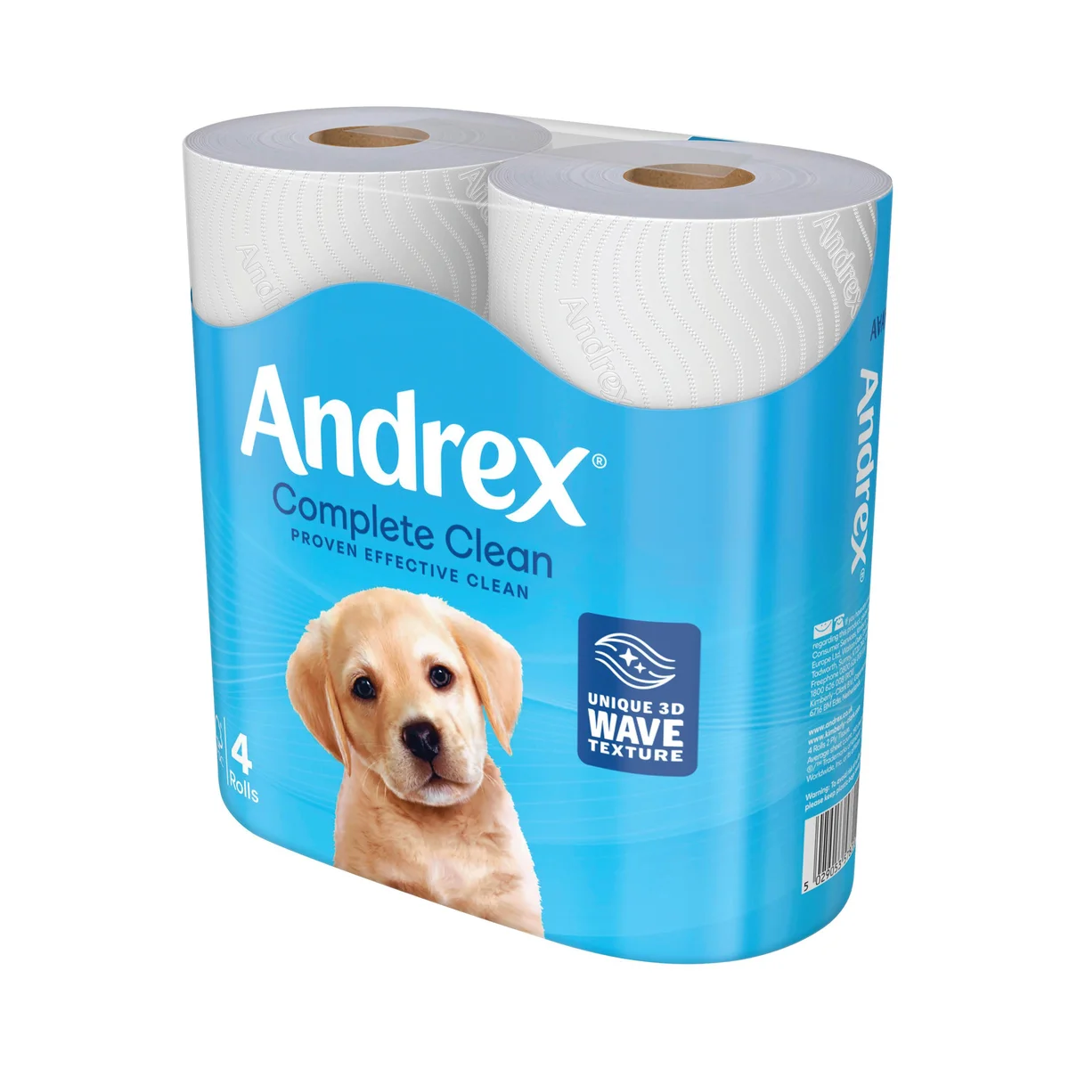 Andrex Complete Clean Toilet Tissue 2-Ply Standard 4x6 Rolls White (Pack of 24) 4480125 - Image 3